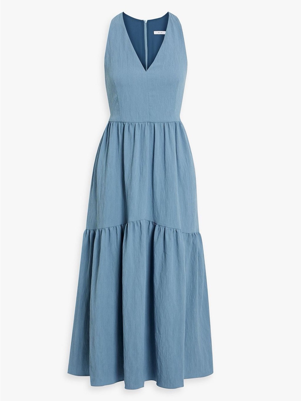 Iris & Ink Faye Tiered Crepon Maxi Dress in Occasion Blue – NWT Size 12